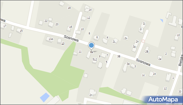 Pisarzowice, Sosnowa, 9a, mapa Pisarzowice