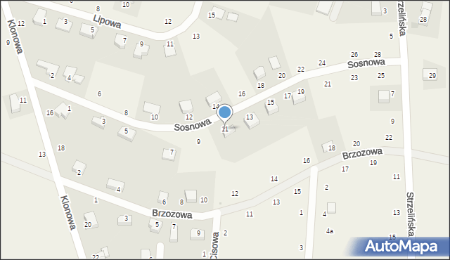 Pławna, Sosnowa, 11, mapa Pławna