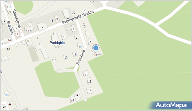Poddąbie, Sosnowa, 9, mapa Poddąbie
