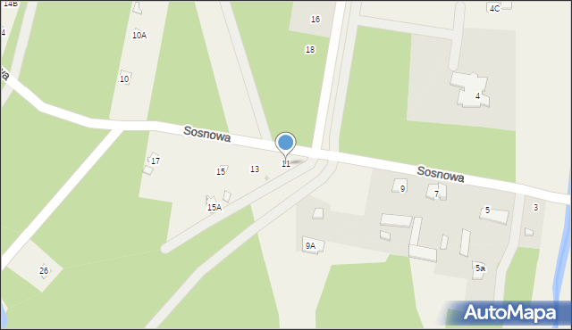 Poddębie, Sosnowa, 11, mapa Poddębie