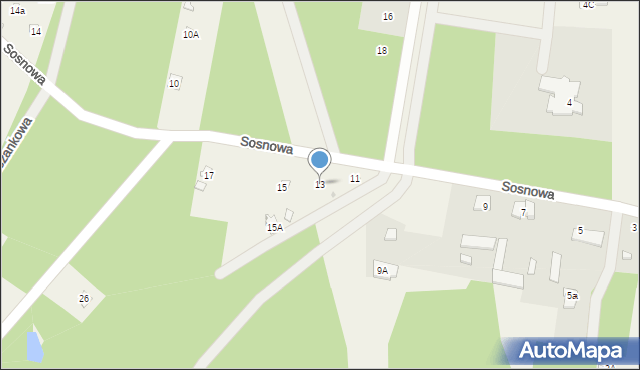Poddębie, Sosnowa, 13, mapa Poddębie