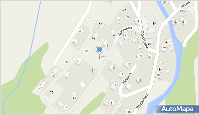 Podgórzyn, Sosnowa, 6, mapa Podgórzyn