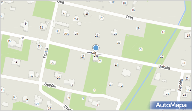 Podkowa Leśna, Sokola, 25a, mapa Podkowa Leśna