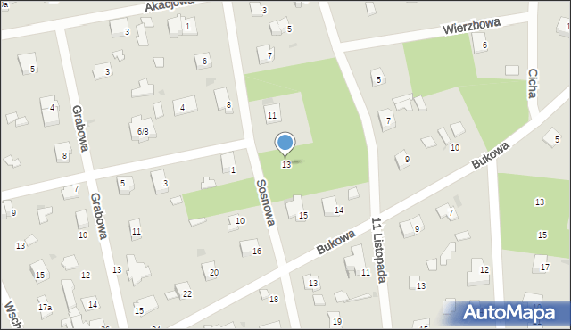 Podkowa Leśna, Sosnowa, 13, mapa Podkowa Leśna