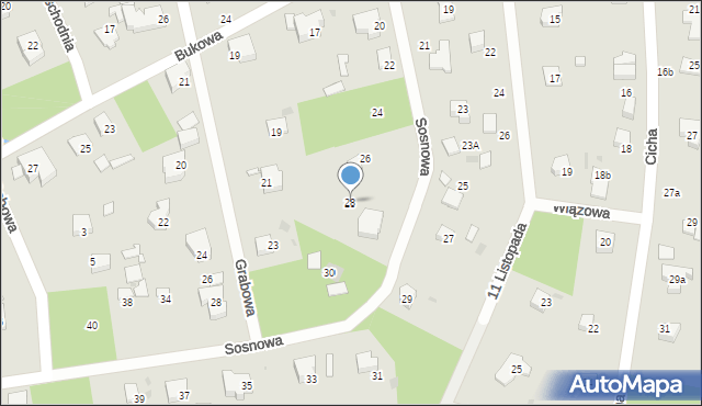 Podkowa Leśna, Sosnowa, 28, mapa Podkowa Leśna