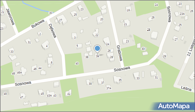 Podkowa Leśna, Sosnowa, 34, mapa Podkowa Leśna