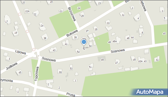 Podkowa Leśna, Sosnowa, 52, mapa Podkowa Leśna