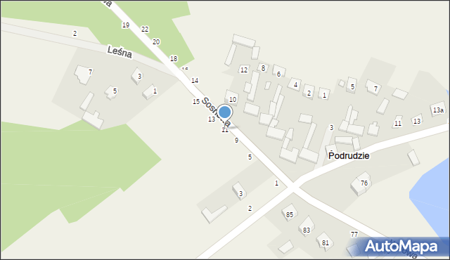 Podrudzie, Sosnowa, 11, mapa Podrudzie