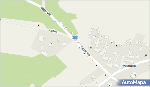 Podrudzie, Sosnowa, 17, mapa Podrudzie