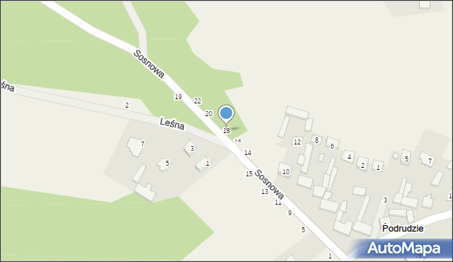Podrudzie, Sosnowa, 18, mapa Podrudzie