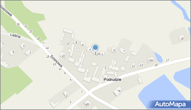Podrudzie, Sosnowa, 2A, mapa Podrudzie