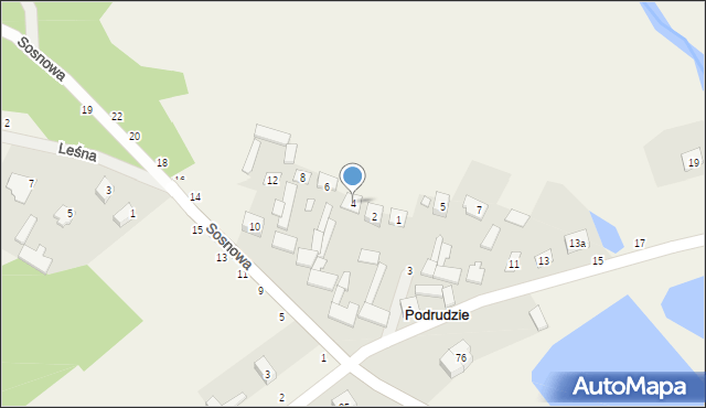 Podrudzie, Sosnowa, 4, mapa Podrudzie
