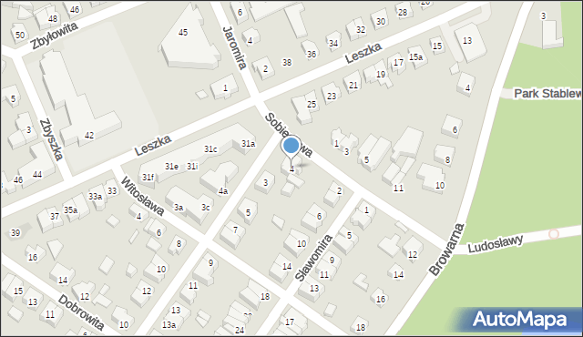 Poznań, Sobiesława, 4, mapa Poznania