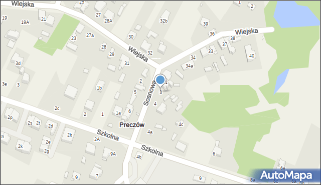 Preczów, Sosnowa, 3, mapa Preczów