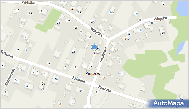 Preczów, Sosnowa, 5, mapa Preczów