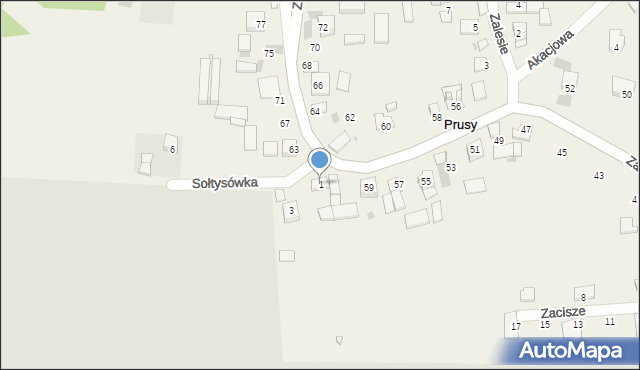 Prusy, Sołtysówka, 1, mapa Prusy