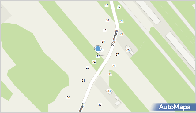 Pruszyn-Pieńki, Sosnowa, 22, mapa Pruszyn-Pieńki