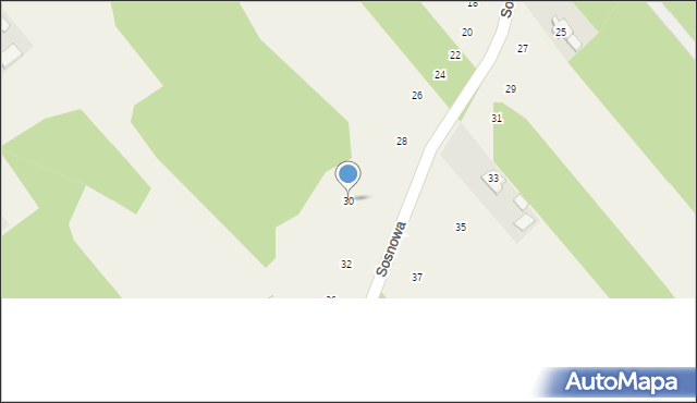 Pruszyn-Pieńki, Sosnowa, 30, mapa Pruszyn-Pieńki