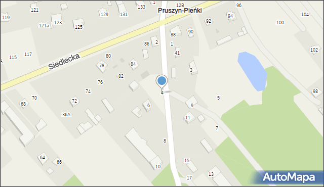 Pruszyn-Pieńki, Sosnowa, 4, mapa Pruszyn-Pieńki
