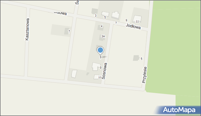 Przybyszewo, Sosnowa, 7, mapa Przybyszewo