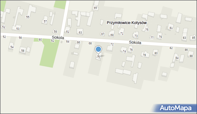 Przymiłowice, Sokola, 70, mapa Przymiłowice