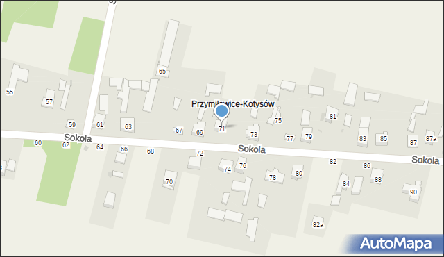Przymiłowice, Sokola, 71, mapa Przymiłowice