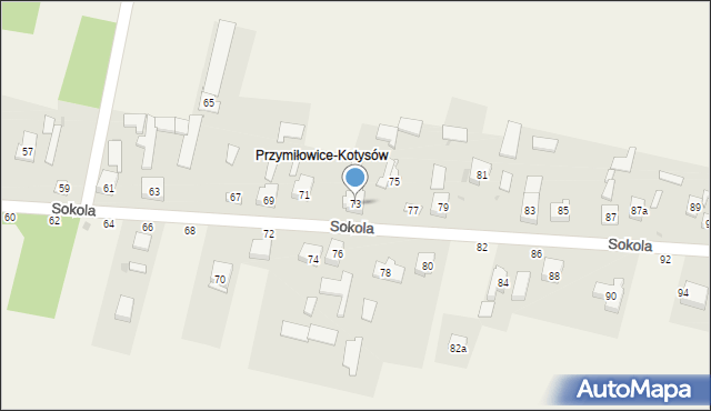 Przymiłowice, Sokola, 73, mapa Przymiłowice