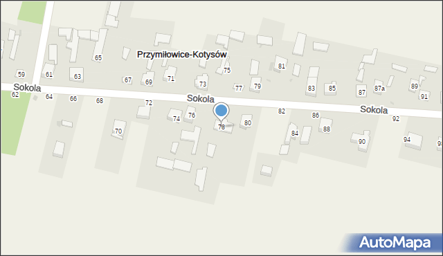 Przymiłowice, Sokola, 78, mapa Przymiłowice