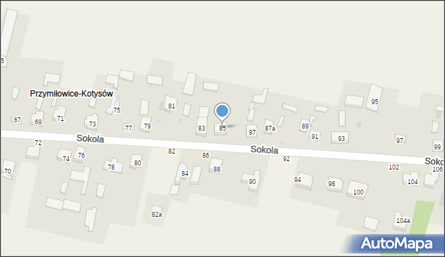 Przymiłowice, Sokola, 85, mapa Przymiłowice
