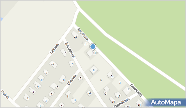 Przysiek, Sosnowa, 9, mapa Przysiek