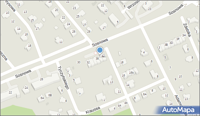 Puławy, Sosnowa, 40, mapa Puław