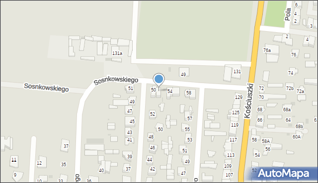 Pułtusk, Sosnkowskiego Kazimierza, gen., 52, mapa Pułtusk