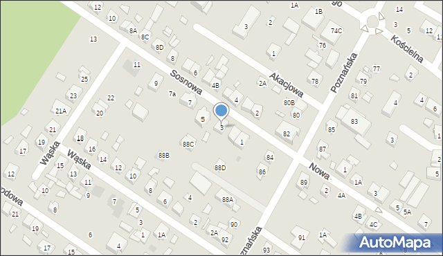 Puszczykowo, Sosnowa, 3, mapa Puszczykowo