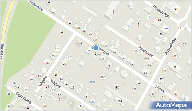 Puszczykowo, Sosnowa, 7a, mapa Puszczykowo