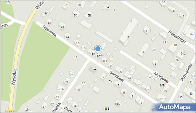 Puszczykowo, Sosnowa, 8C, mapa Puszczykowo