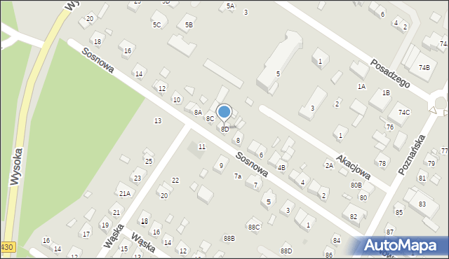 Puszczykowo, Sosnowa, 8D, mapa Puszczykowo