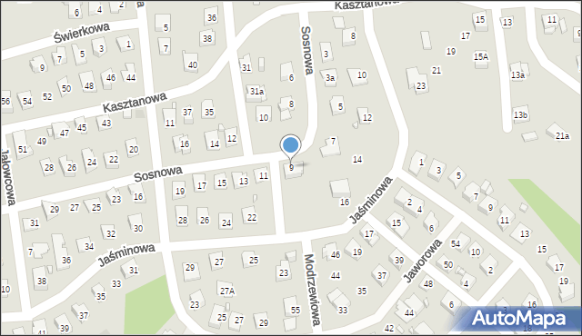 Radlin, Sosnowa, 9, mapa Radlin
