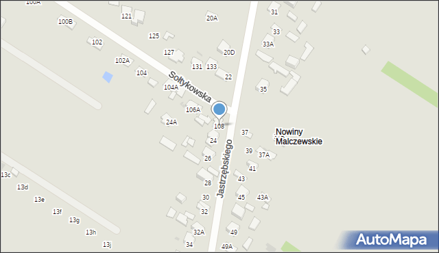 Radom, Sołtykowska, 108, mapa Radomia