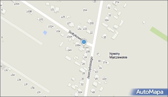 Radom, Sołtykowska, 108A, mapa Radomia