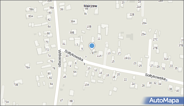 Radom, Sołtykowska, 9a, mapa Radomia