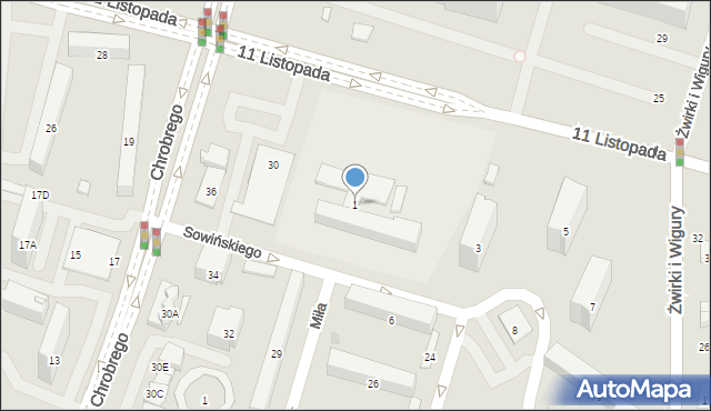 Radom, Sowińskiego Józefa, gen., 1, mapa Radomia