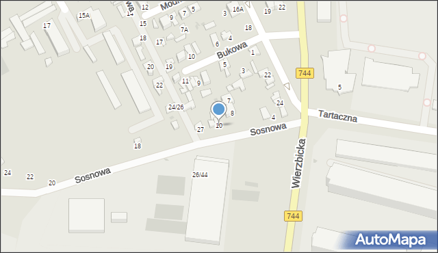 Radom, Sosnowa, 10, mapa Radomia