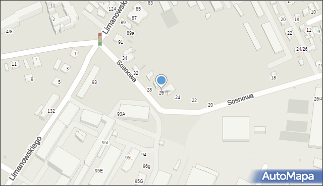 Radom, Sosnowa, 26, mapa Radomia