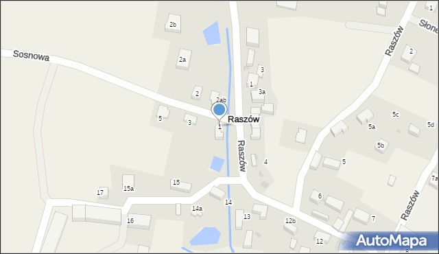 Raszów, Sosnowa, 1, mapa Raszów