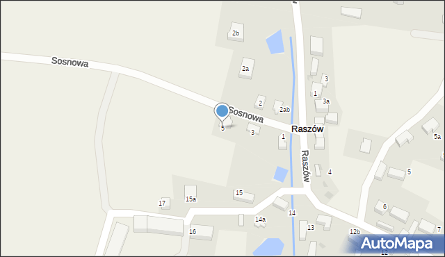 Raszów, Sosnowa, 5, mapa Raszów