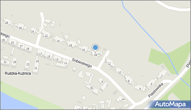 Ruda Śląska, Sobieskiego, 14, mapa Rudy Śląskiej