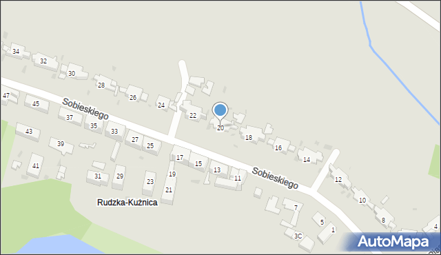 Ruda Śląska, Sobieskiego, 20, mapa Rudy Śląskiej