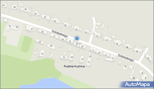 Ruda Śląska, Sobieskiego, 27, mapa Rudy Śląskiej