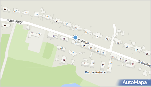 Ruda Śląska, Sobieskiego, 37, mapa Rudy Śląskiej