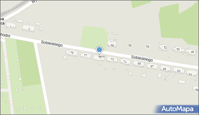 Ruda Śląska, Sobieskiego, 75, mapa Rudy Śląskiej